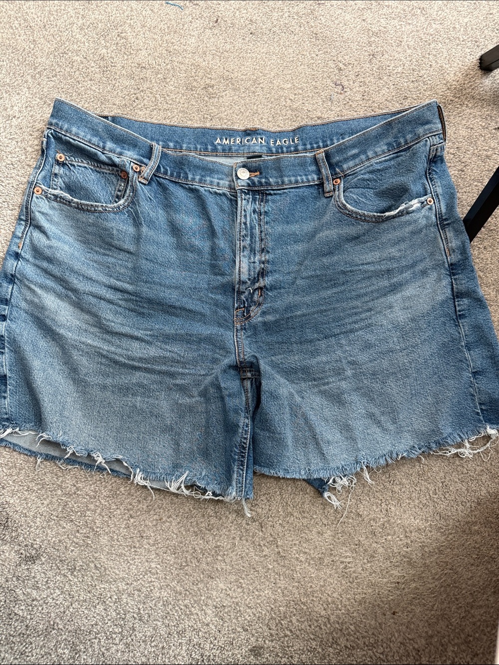 American Eagle Outfitters High-Rise Distressed Denim Shorts - Light Blue